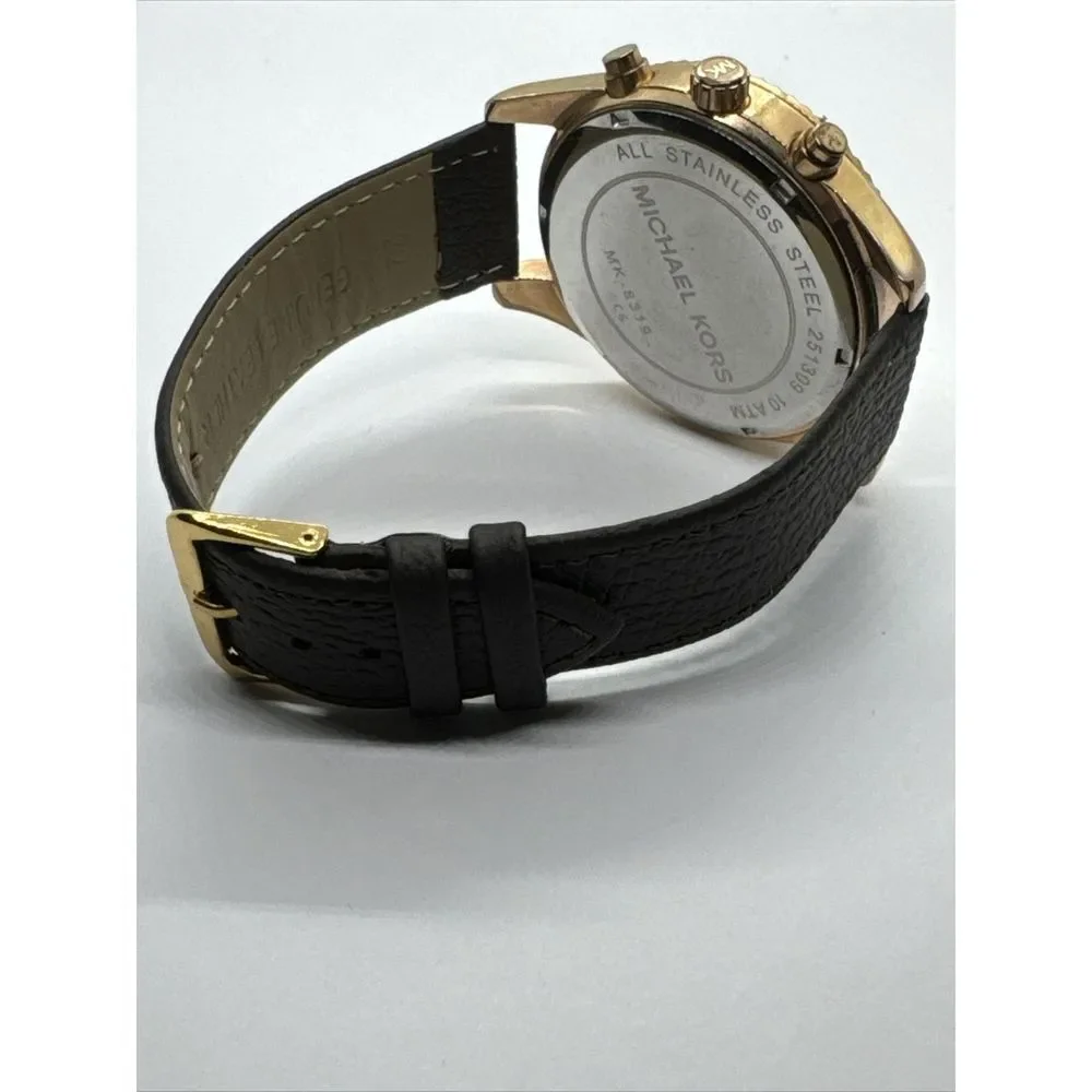 Michael Kors Lexington MK8319 Mens Brown Leather Analog Dial Quartz Watch JNA810